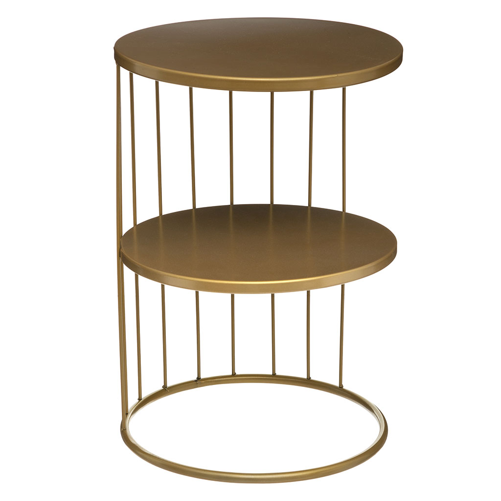 Table d'appoint KOBU 2 étages dorée D 36x52cm