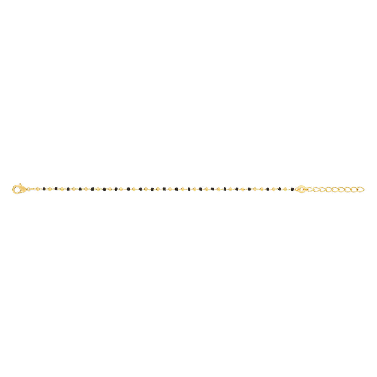 Bracelet plaqué or perles imitation noires 18 cm