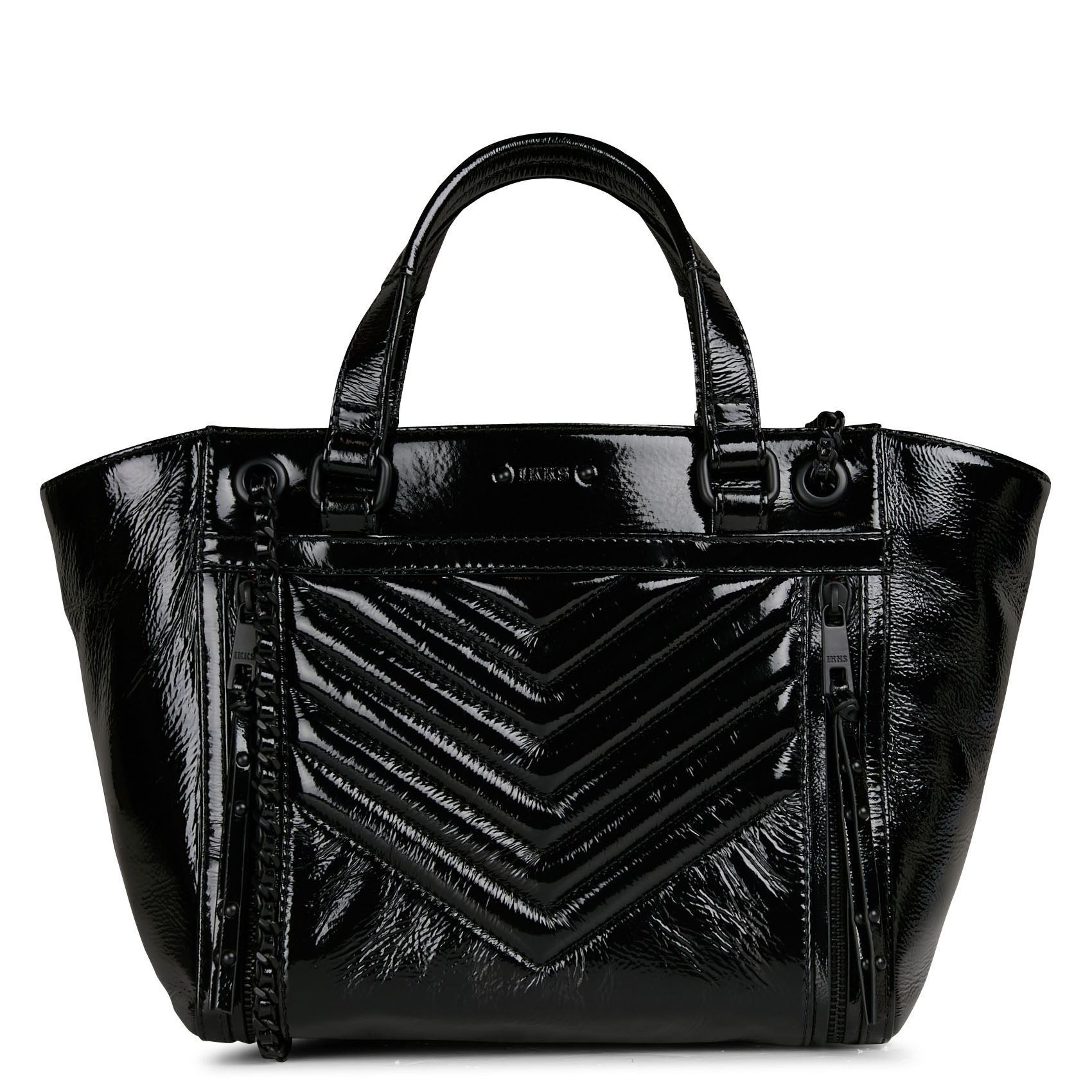 1440 - Sac porté épaule en cuir vernis | Noir