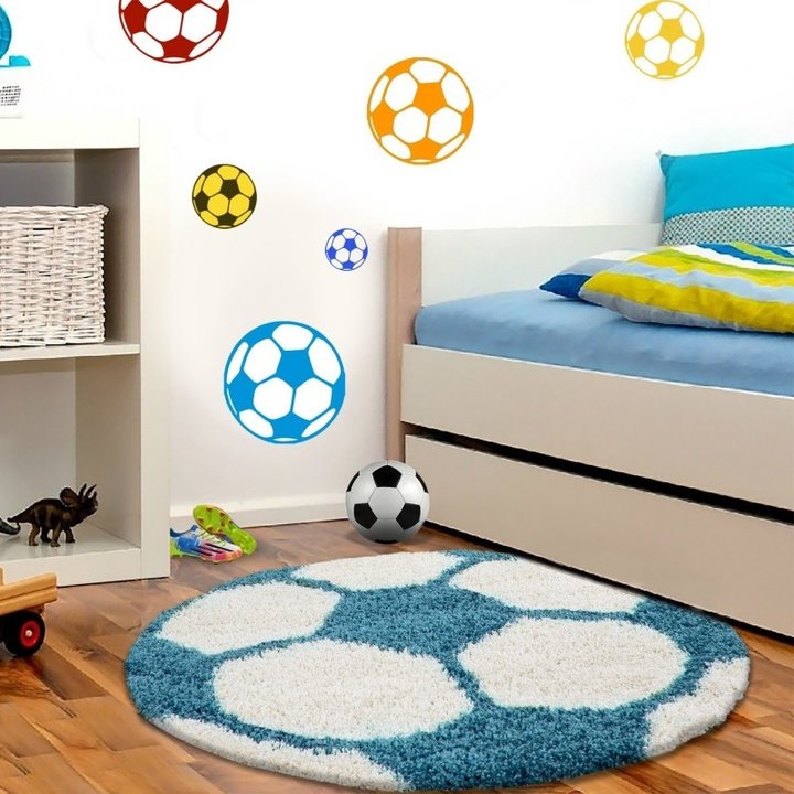 Rond Hoogpolig vloerkleed - Fun Turquoise