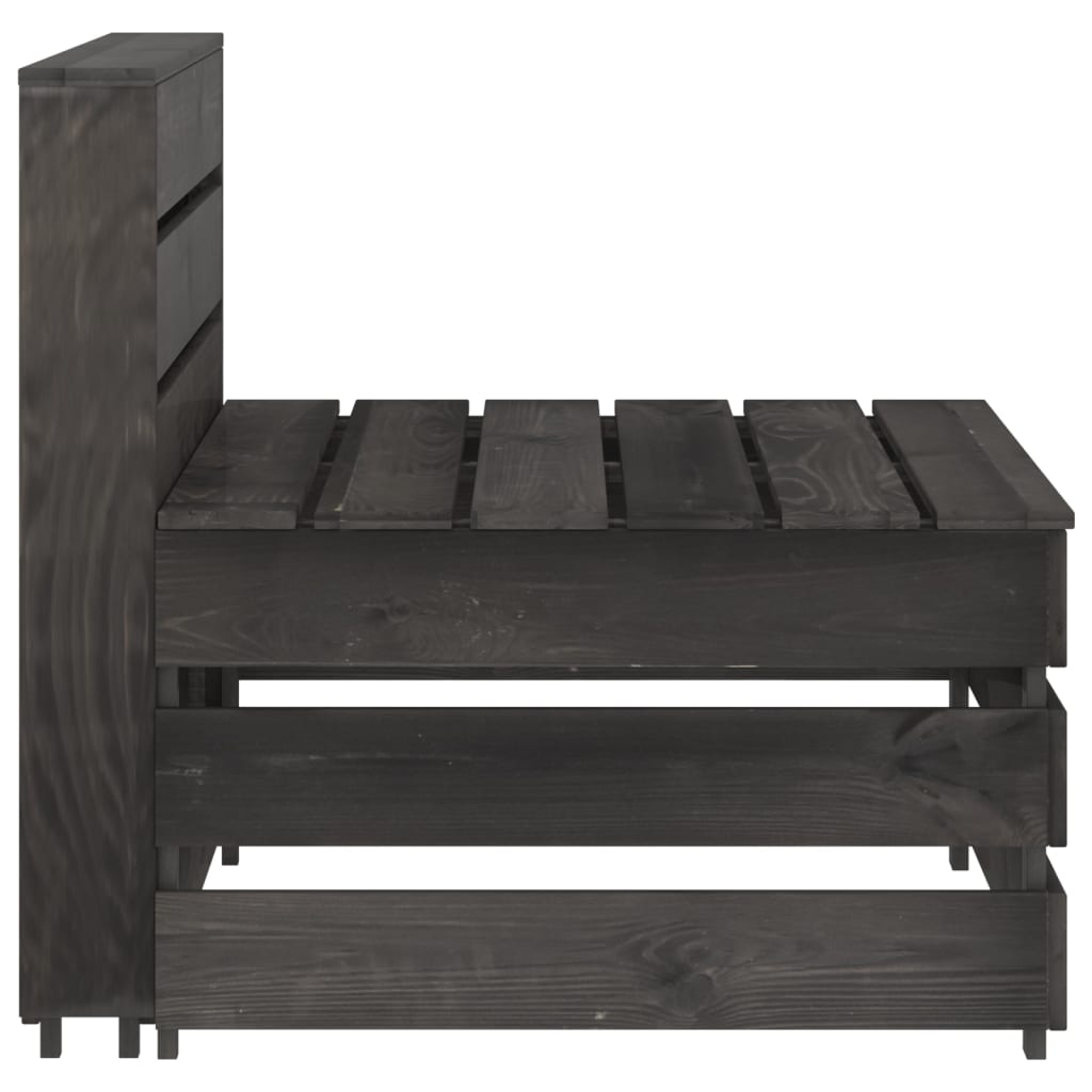 Salon de jardin meuble d'extérieur ensemble de mobilier 9 pièces bois de pin imprégné de gris