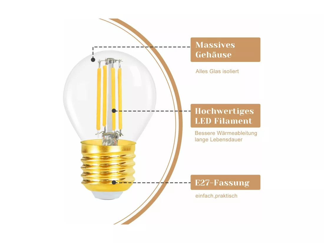 NETTLIFE Lot de 6 ampoules LED E27 à filament vintage blanc chaud 2700K 4W modèle G45 en verre de haute qualité idéales pour hôtel café maison bar
