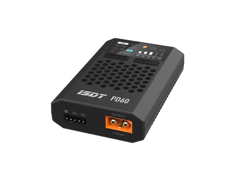 ISDT USB-Ladegerät PD60 60W 1-4S, XT60 USB-C Modellbau-Ladegerät für 1-4S LiPo Akkus