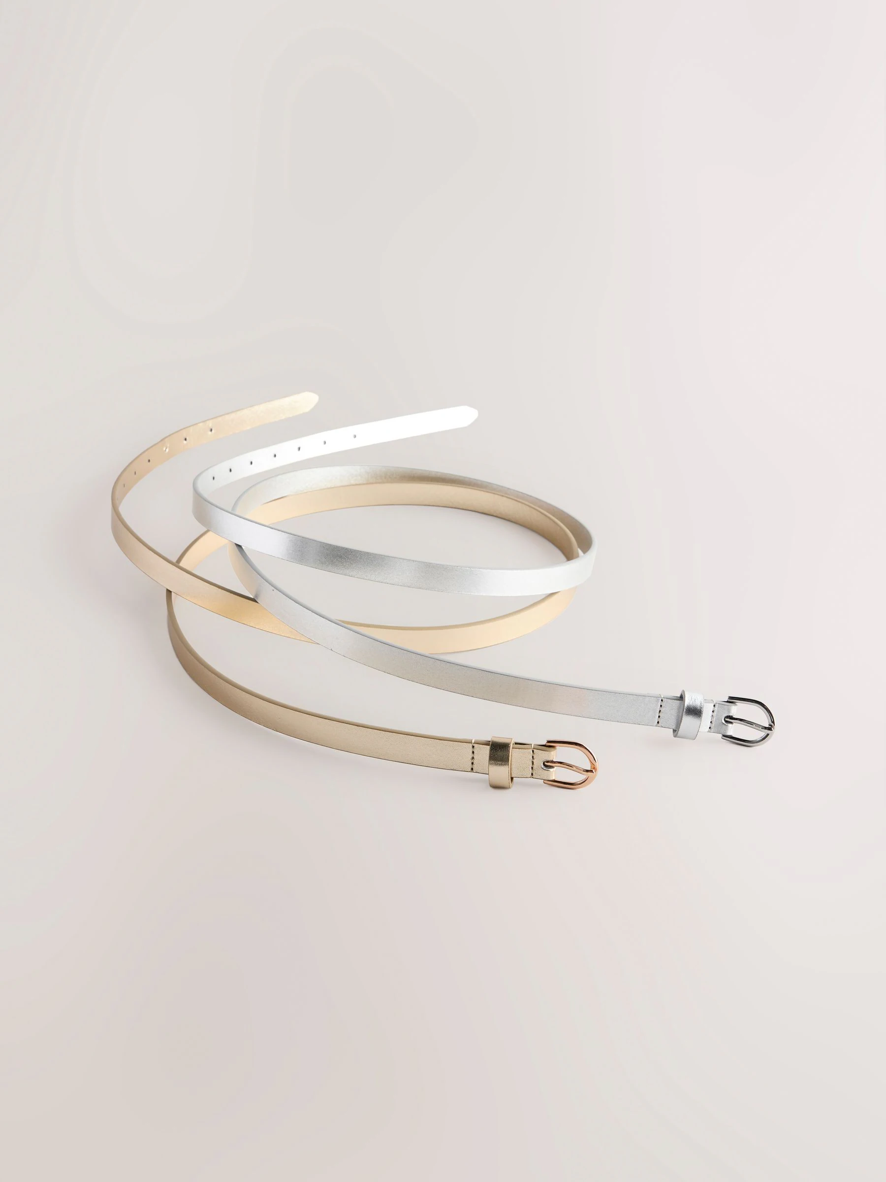 zilver/goud - PU Skinny Belts 2 Pack
