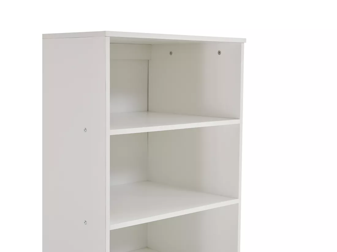 Bibliothèque 60x50x120cm, étagère avec trois étagères et un tiroir, coulisses silencieuses, chambre à coucher, salon, MDF, blanc