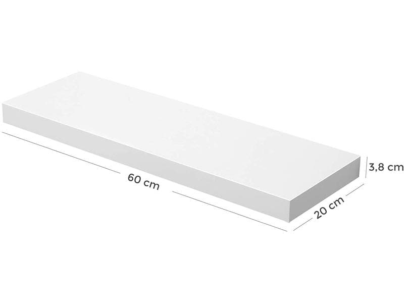 Songmics Wandregal 60 x 20 cm Holz, Weiss Wandablage in Weiss
