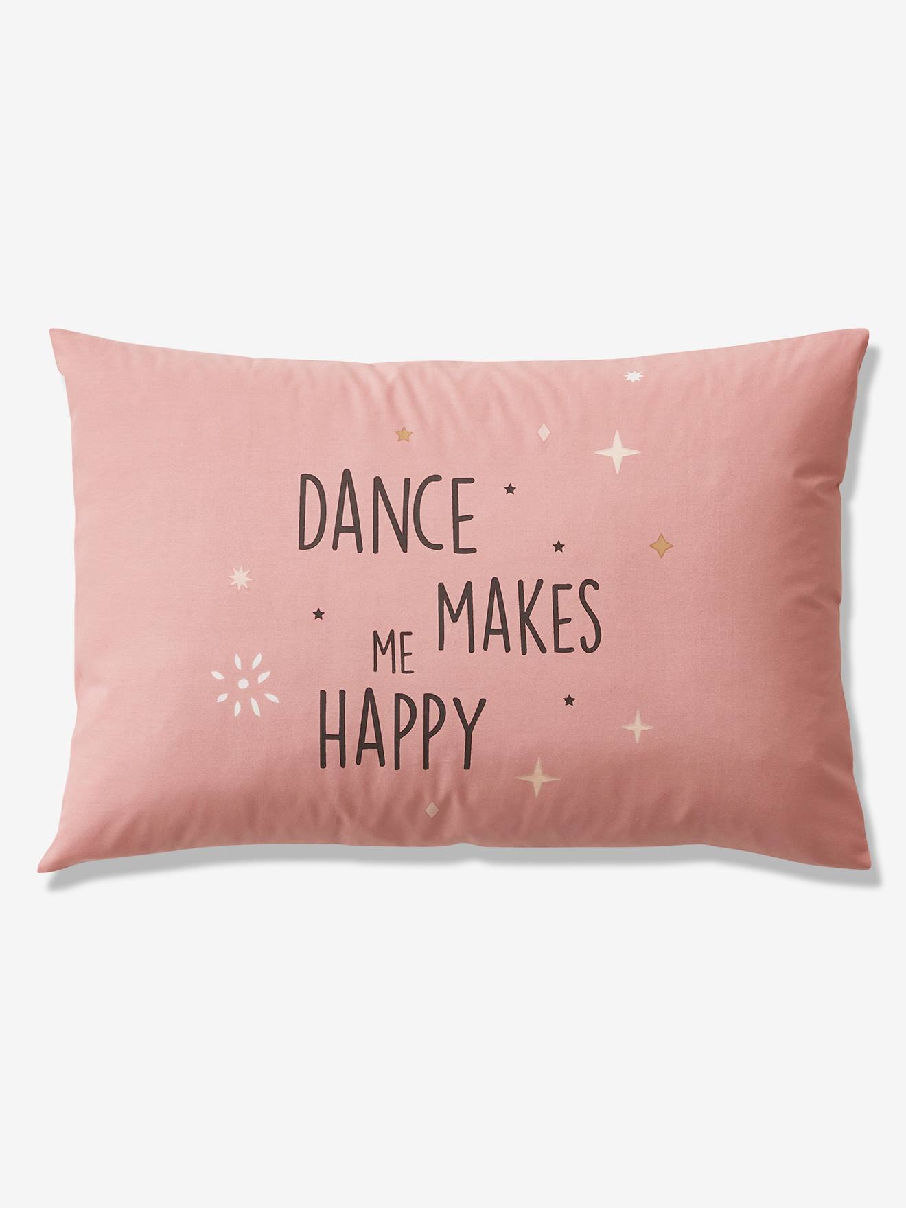 Conjunto de capa de edredom e fronha infantil Entrechat, rosa médio, liso com estampas.