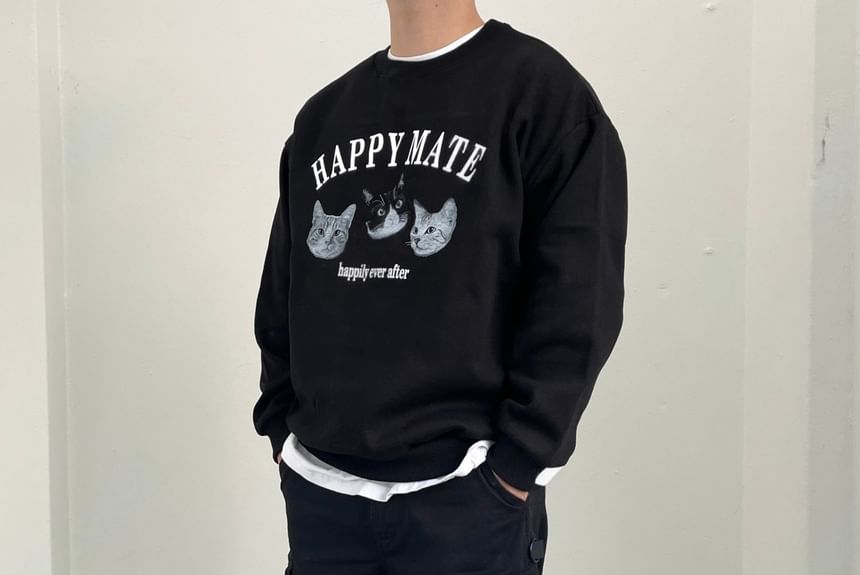 SeoulPop - Losse sweatshirt met kattenprint