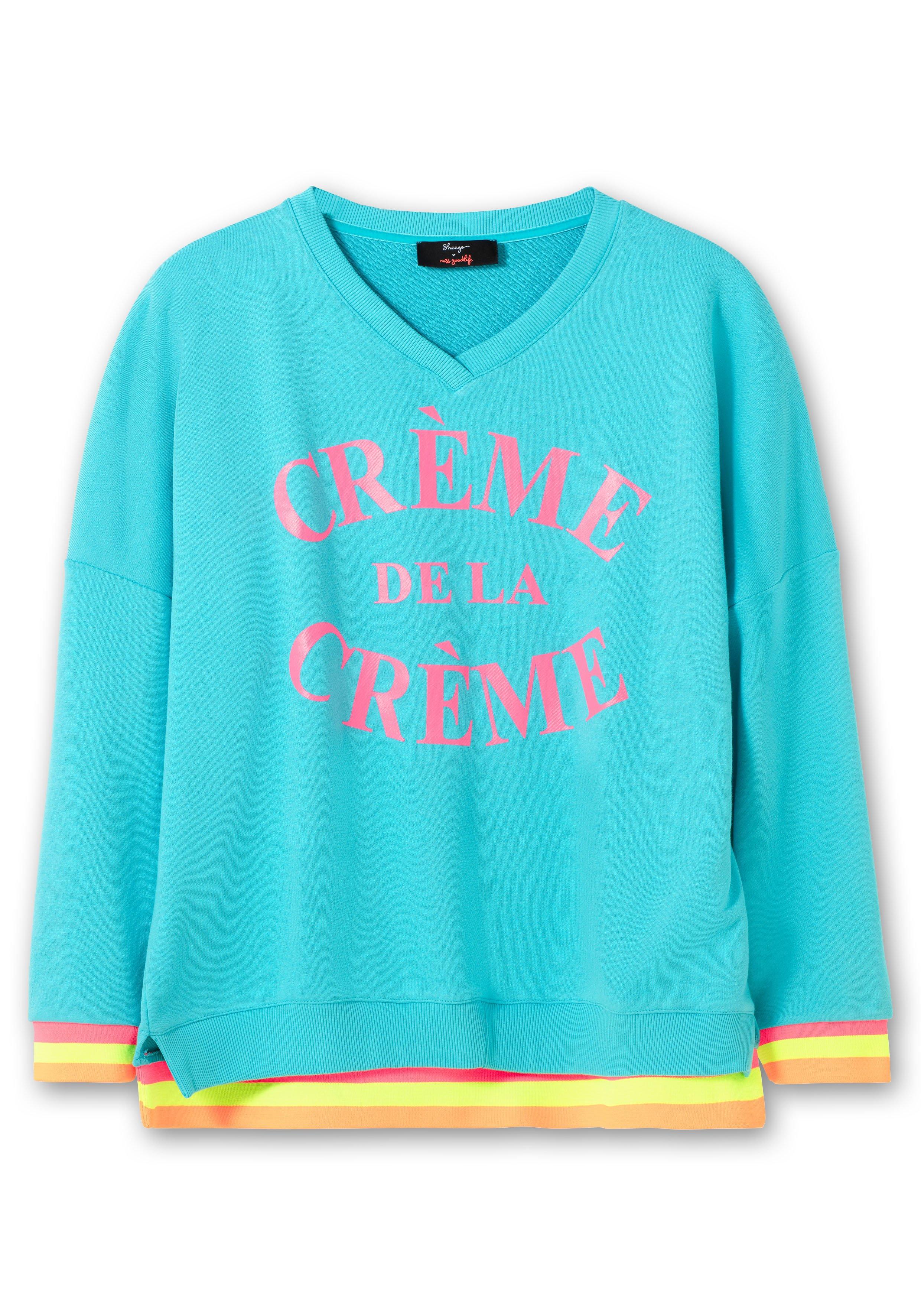 Sweatshirt mit Frontdruck und Ringelbündchen