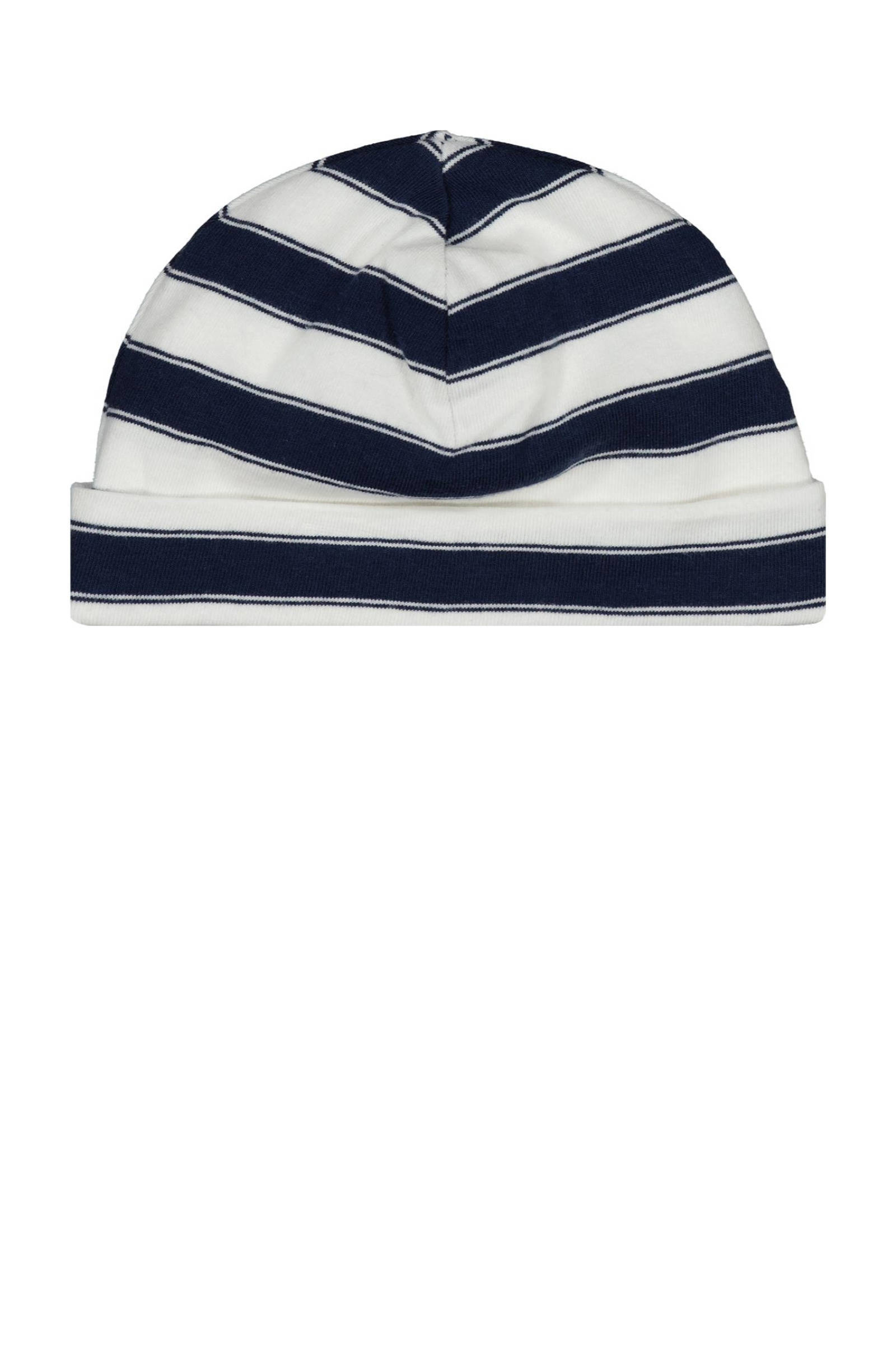 Vingino gestreepte baby muts Vanjy donkerblauw/wit