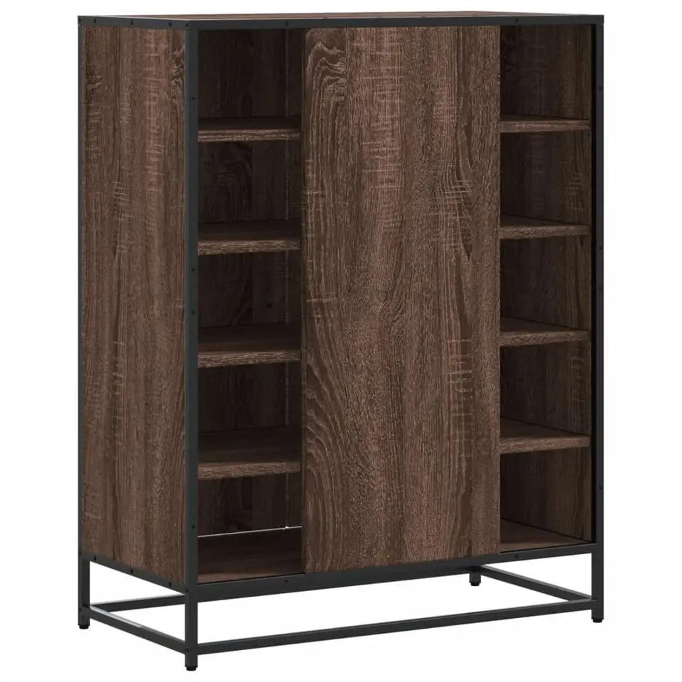 vidaXL - Schoenenkast met metalen poten 10 paar - Bruin eiken - 75x38x97,5 cm