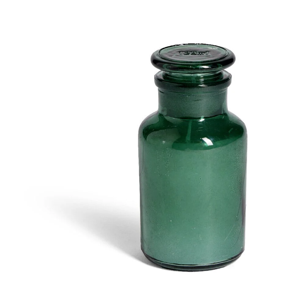 Bougie forme vase verre coloré Ø5,5xH11,5cm