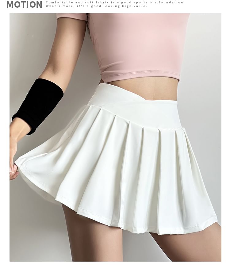 Engiko - Hoge taille sport effen geplooide skorts