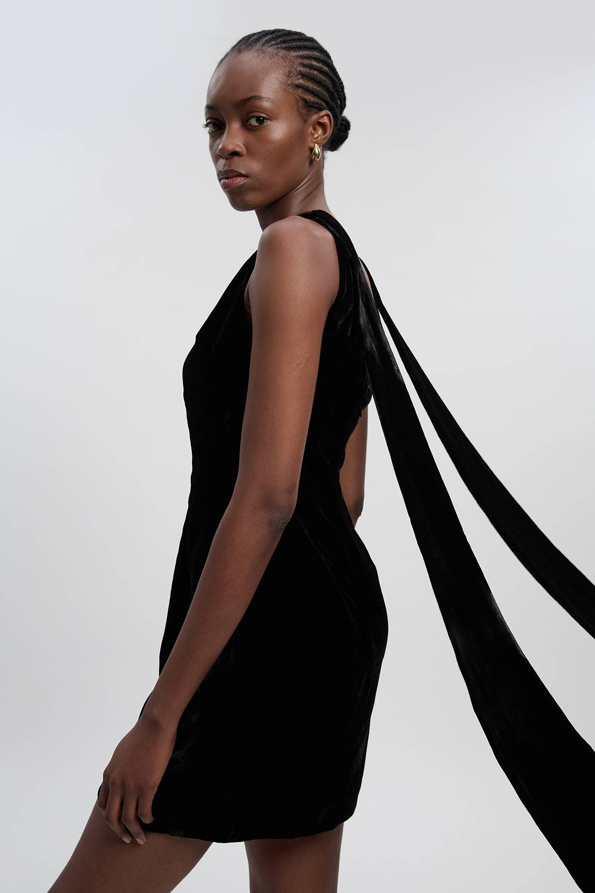 KarenMillen Robe Mini en Velours Tissé avec Liens dans le Dos