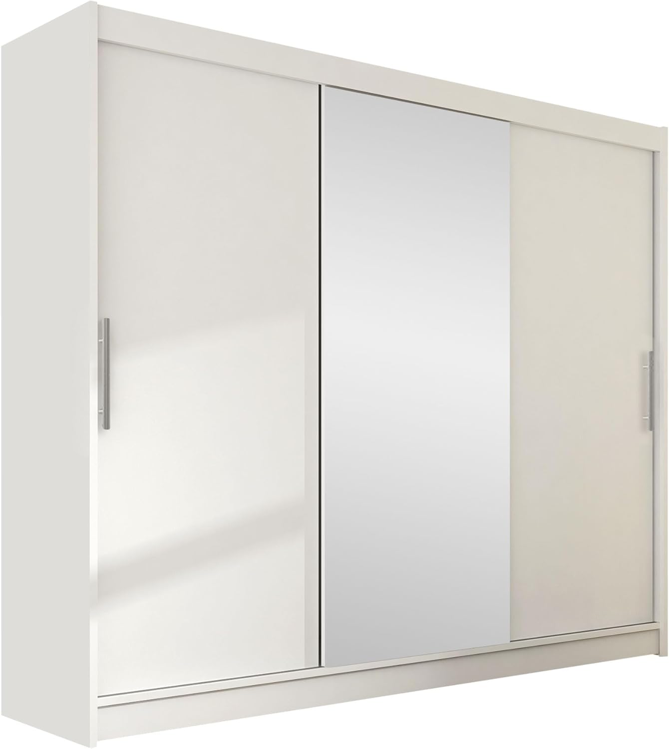Mirjan24 Kleiderschrank Aston 250 mit Spiegel, Schwebetürenschrank, Schlafzimmerschrank, Schiebetürenschrank, Garderobe, Schlafzimmer (Weiß, ohne Beleuchtung) OV8739196