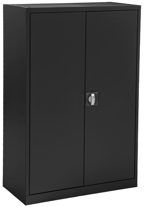 Flügeltürenschrank Steel, 3 Ordnerhöhen, schwarz (RAL 9005)