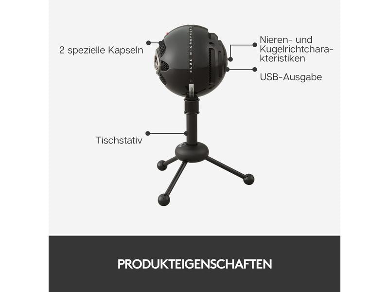 Blue Kondensatormikrofon Snowball Schwarz Desktop-USB-Mikrofon