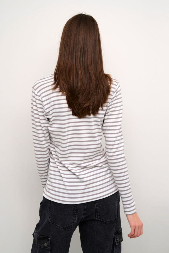 Kaffe Liddy T-Shirt Chalk/grey-fuchsia heart