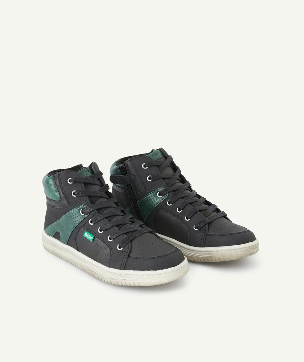 KICKERSBASKETS MONTANTES LOWELL GARÇON NOIR VERT