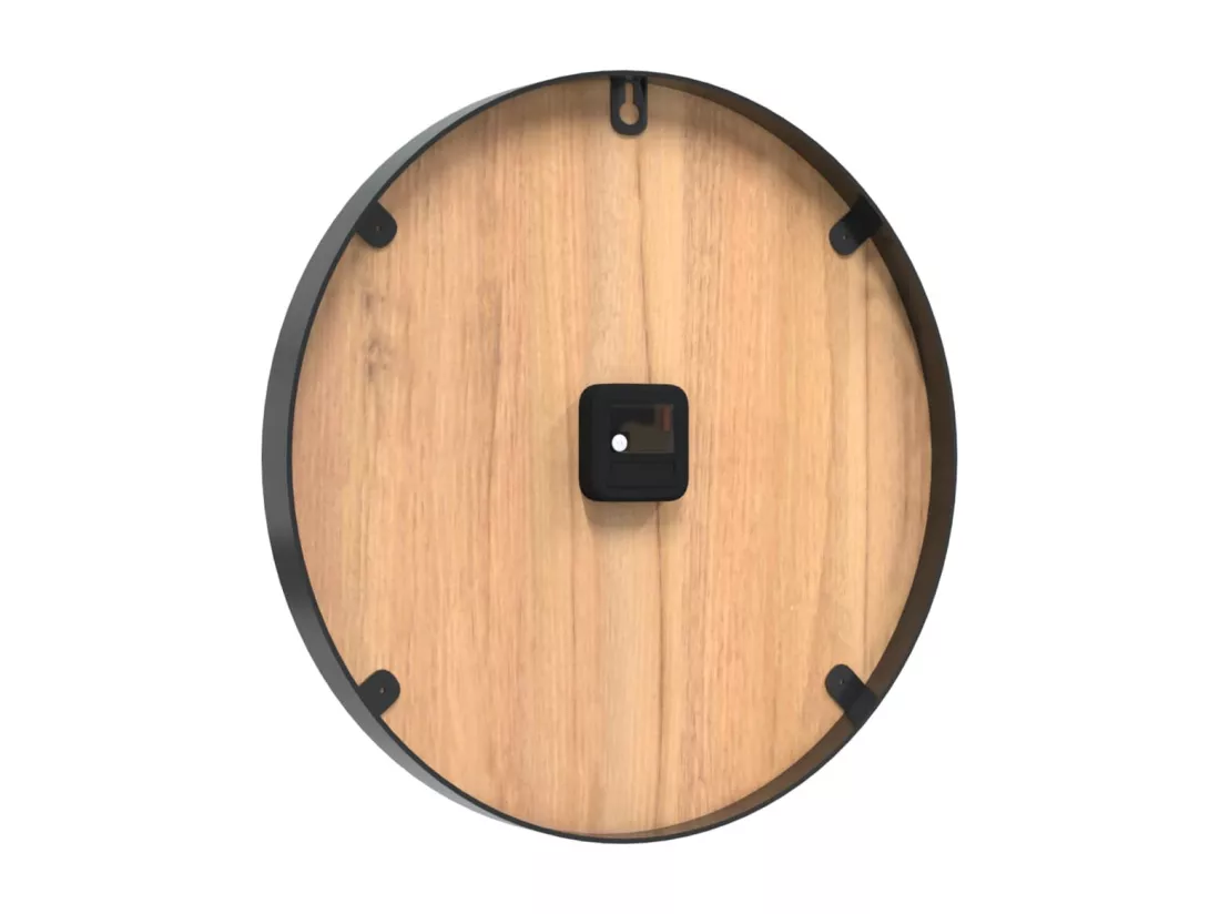 Horloge murale marron Ø39 cm fer et bois d'ingénierie