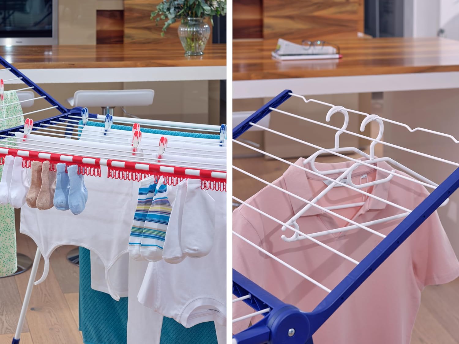 Leifheit Pegasus 200 Solid Comfort vrijstaande droogkast met 20m drooglengte, vleugeldroogkast voor lange kledingstukken, droogrek met strijkstangen