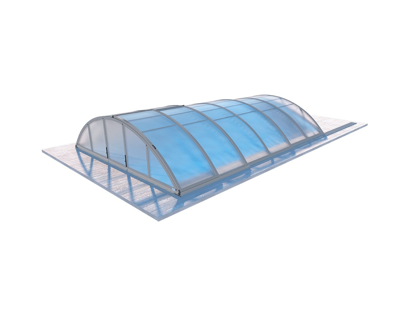 Abri de piscine orbit - 6,47x3,50 m - polycarbonate alvéolaire 8 mm - couleur ral7037 gris
