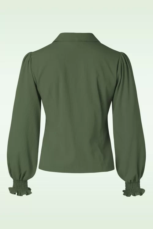 Banned Retro Bonnie blouse in olijfgroen