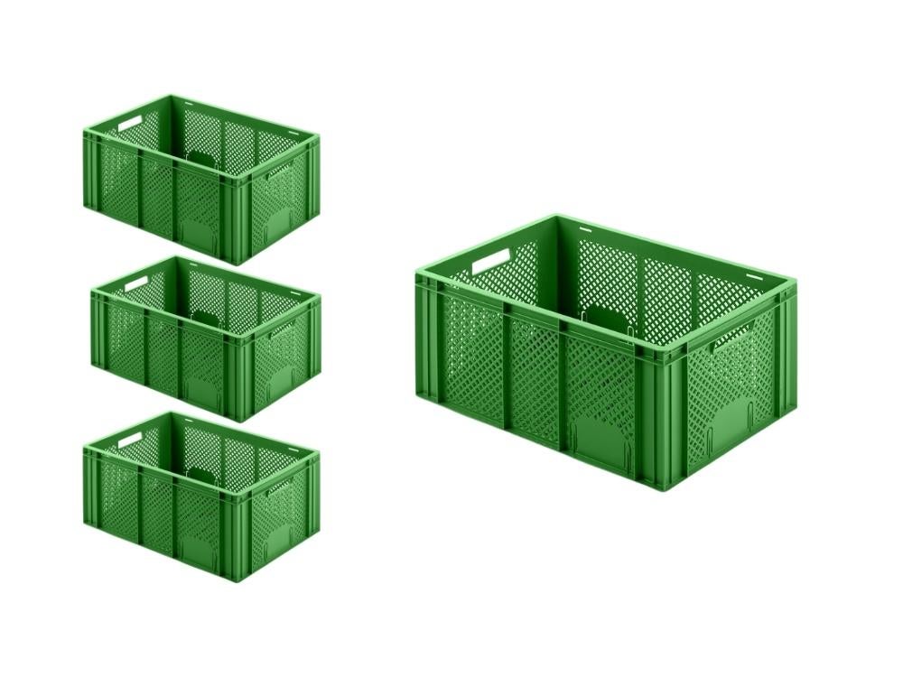 PROREGAL SuperSaveSet 4 x Eurobakken Fruit- en Groentebox HxBxD 27,4 x 40 x 60 cm 54 Liter Groene Fruit- en Groentekrat Fruitmand Transportbox