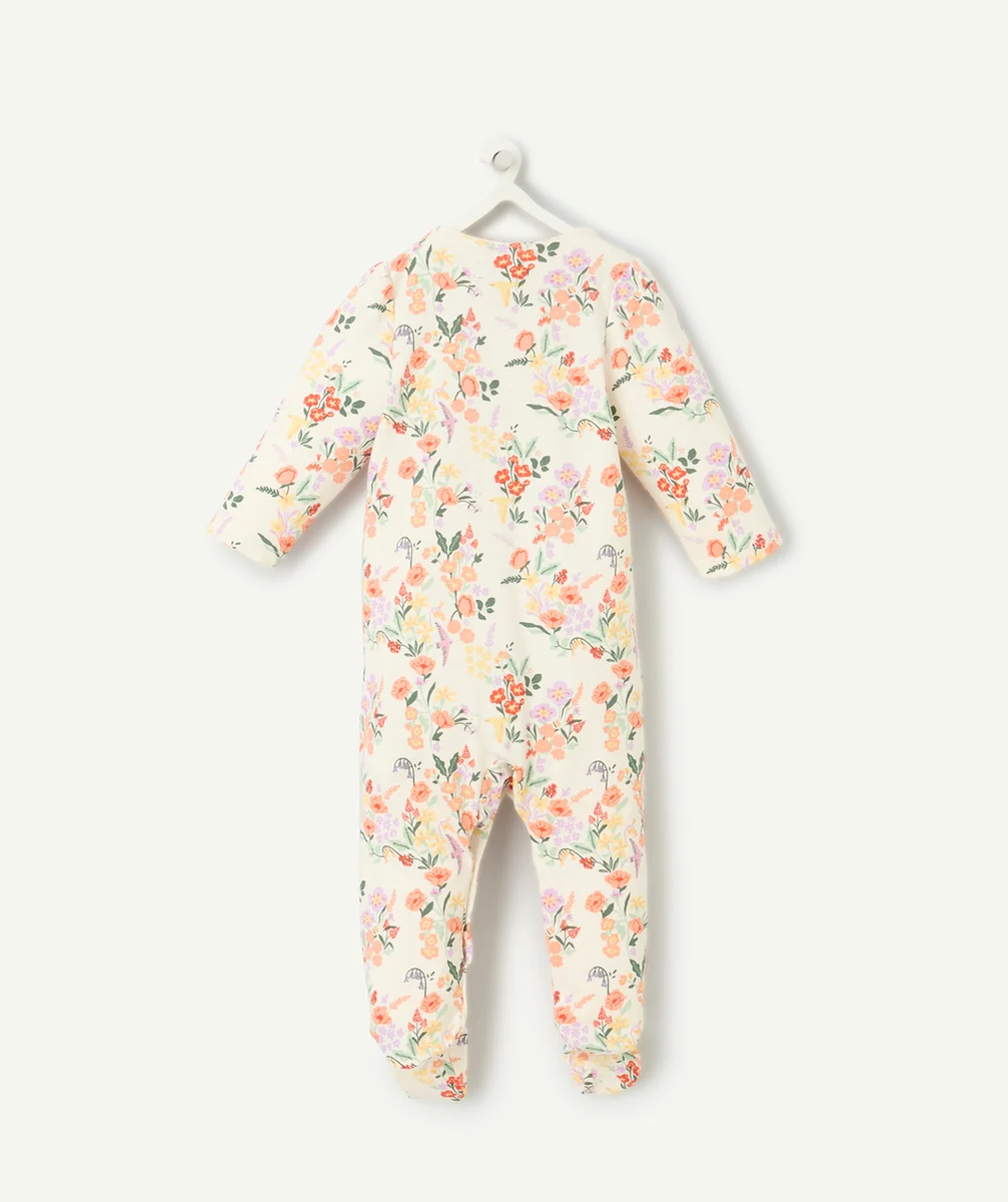dors bien bébé fille en coton bio blanc imprimé à fleurs