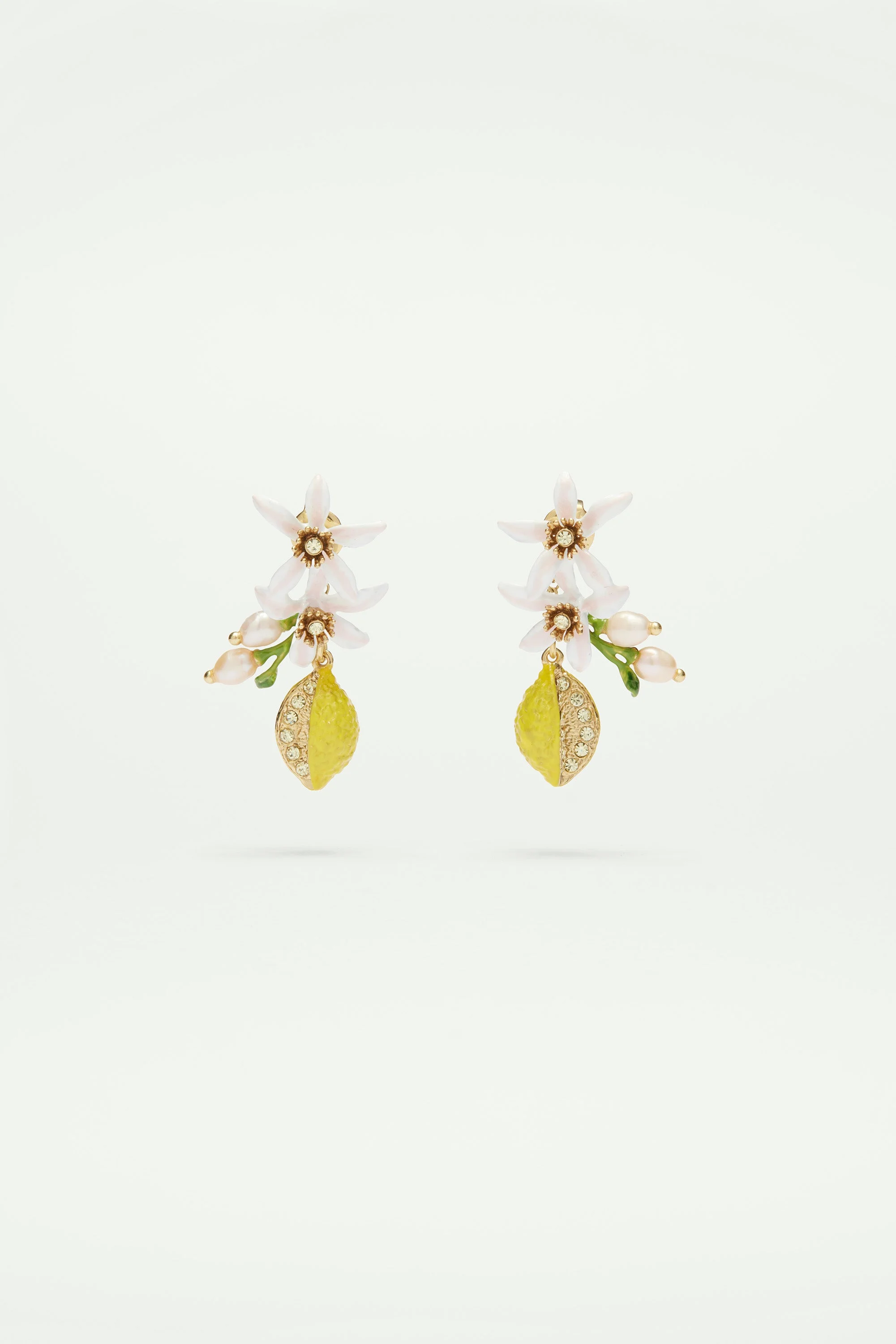 Boucles d'oreilles demi citron et fleurs de citronnier | Jaune