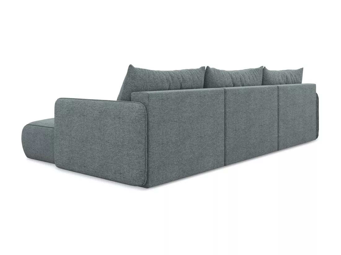 Canapé d'angle panoramique convertible en tissu chenille - jeans - NANEA
