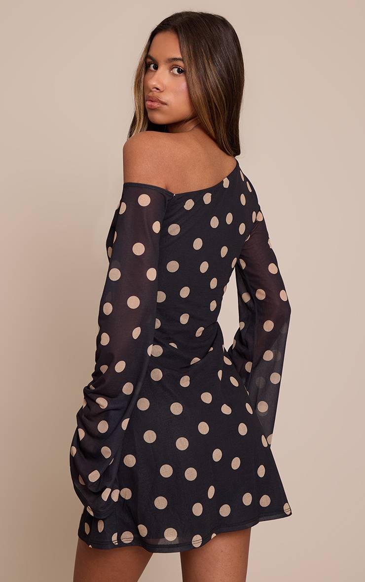 Crème Robe Mini En Mousseline À Pois Petite Taille