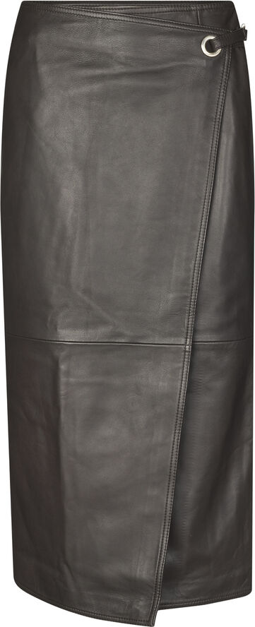 Oval Square Reflection Leather Skirt Chocolate torte
