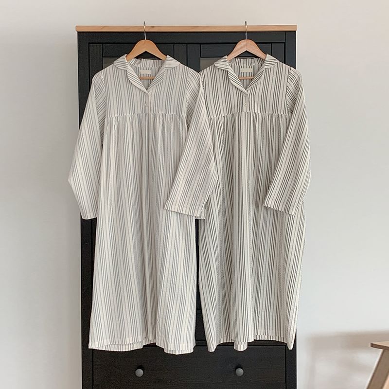lolliert - Pyjamajurk met lange mouwen, kraag, strepen en knopen