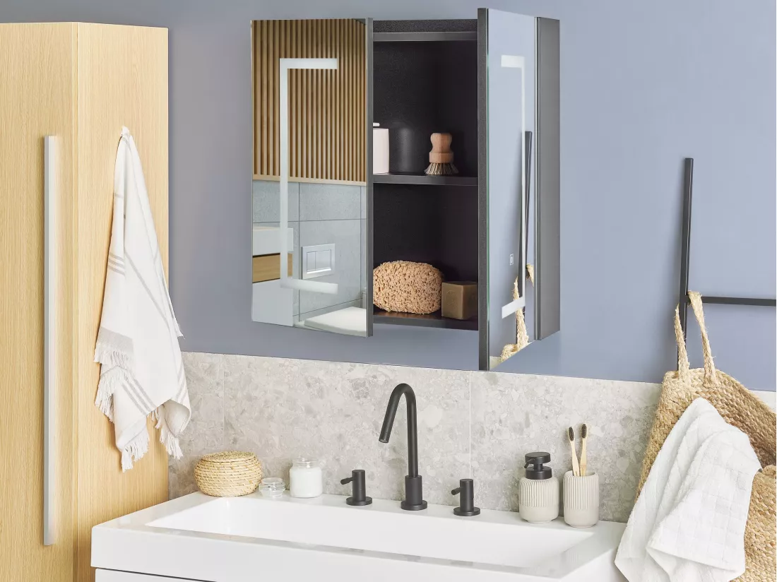 Armoire de toilette murale LED MAZARREDO 60 cm 60 cm Noir