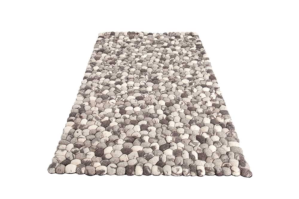 Handgewebter Schurwolle-Teppich ORGANIC LIVING 200x120cm grau Filz Steinoptik