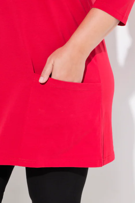 Longshirt, Taschen, A-Linie, Carree-Ausschnitt, 3/4-Arm, lychee