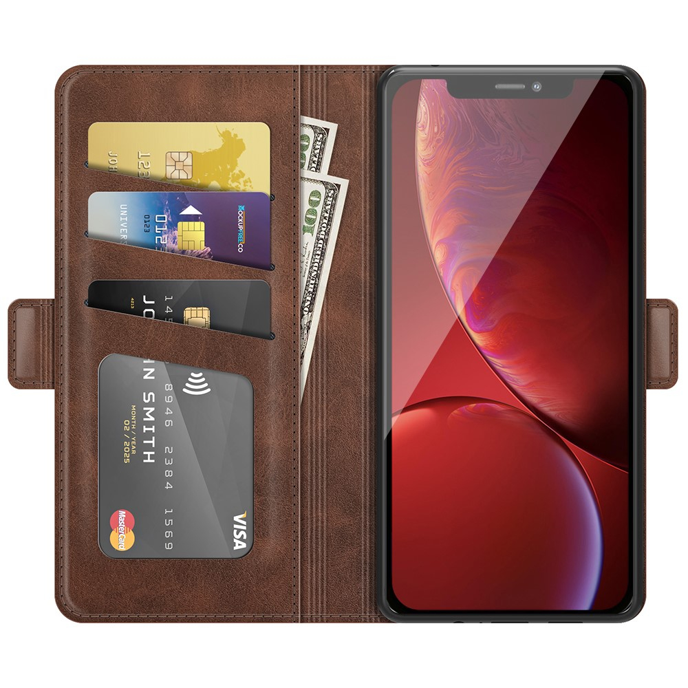 iPhone 13 Pro Vintage Leder Tasche Flip Cover Fashion Design - Braun