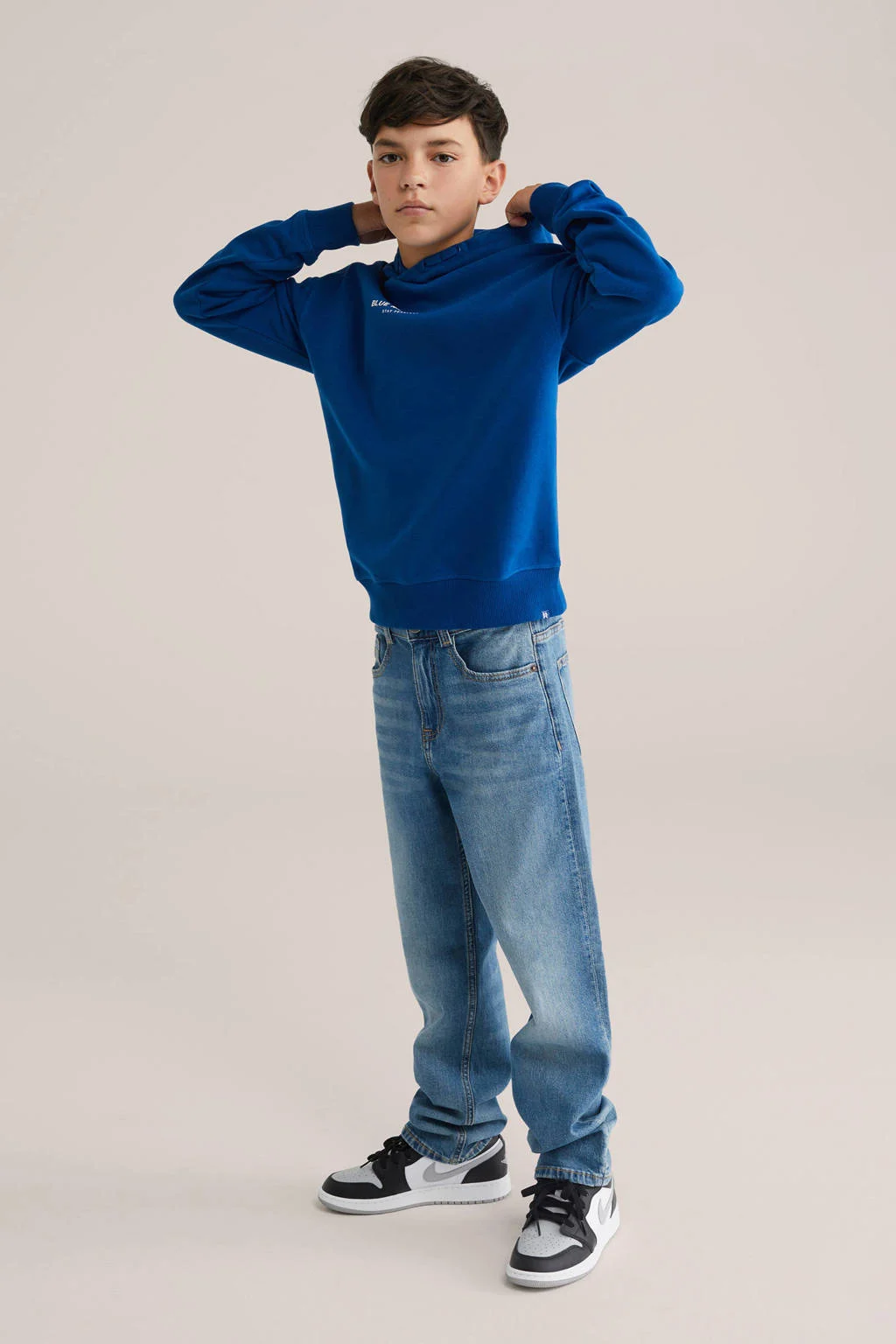 WE Fashion Blue Ridge hoodie kobalt blauw