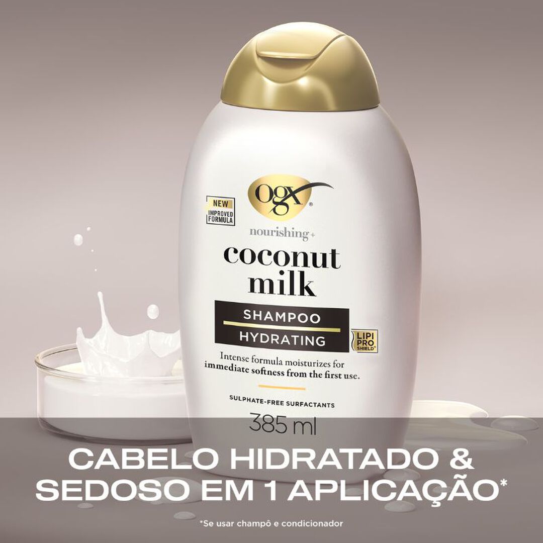 OGX Coconut Milk Champô hidratante com Leite de Coco e Óleo de Coco - 385ml