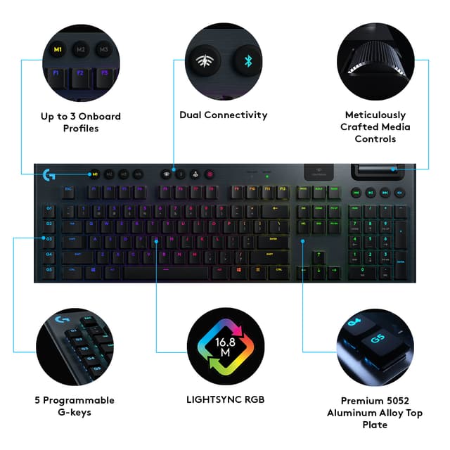 Logitech G915 Lightspeed trådløst gaming tastatur (GL Tactile switch.)