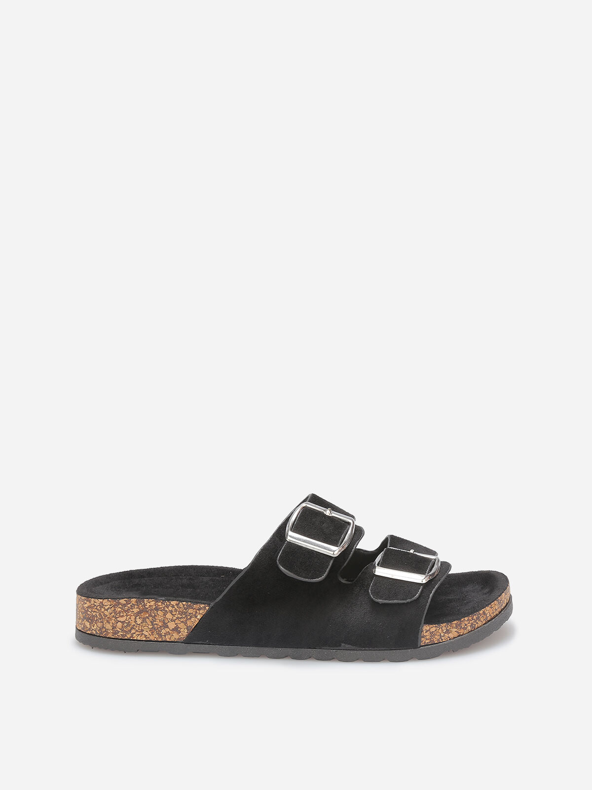 Mules en suédine à boucles oversize- Noir
