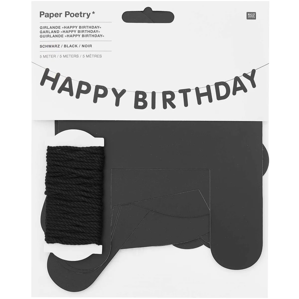 Guirlande Happy Birthday noire 5 m Rico Design