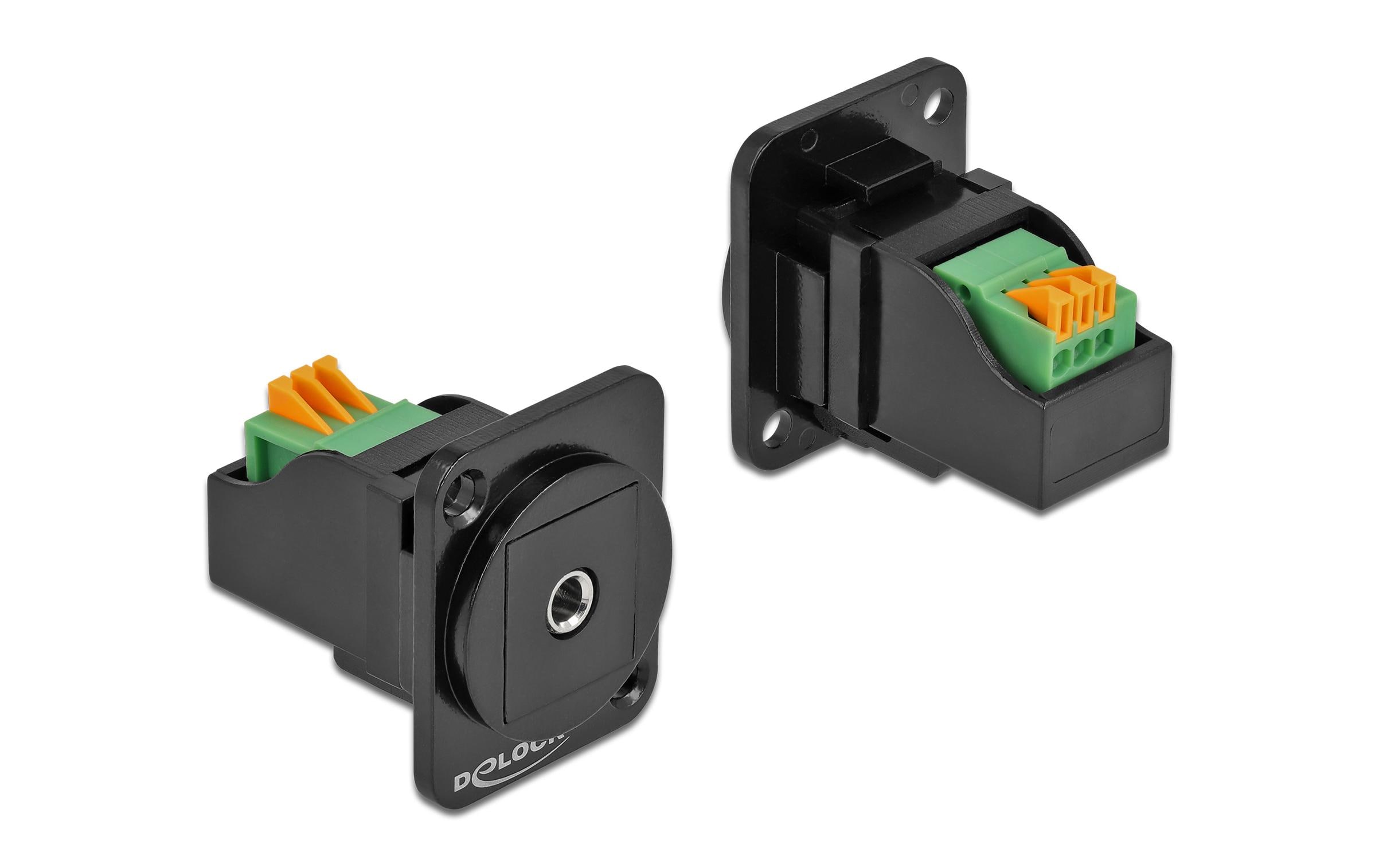 Modul D-Typ 3.5 mm Klinkenbuchse zu TerminalblockDelock D-Typ Modul 3.5 mm 3 Pin Klinkenbuchse zu Terminalblock