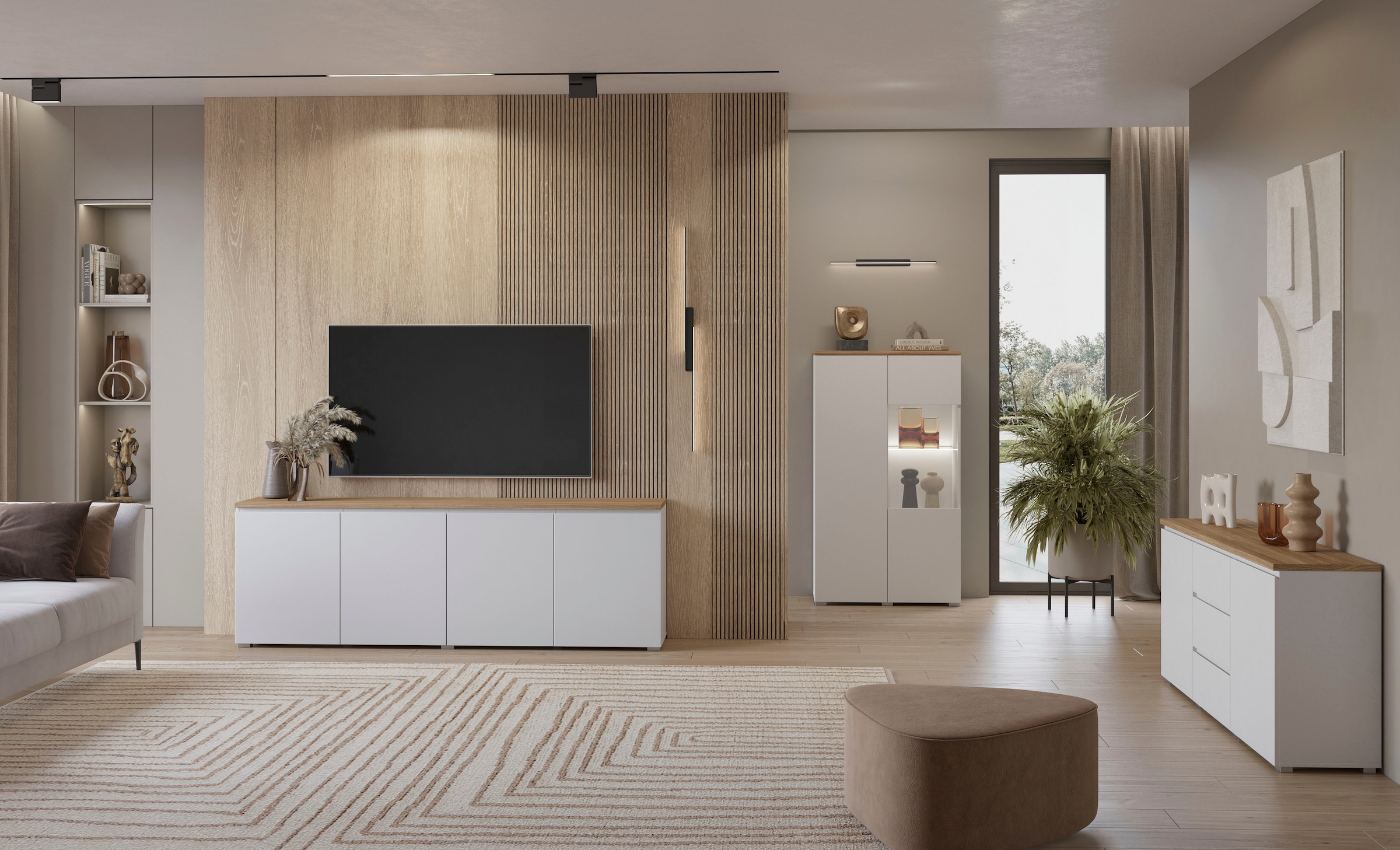 INOSIGN Vitrine »Modo, Breite 80 cm, moderner griffloser Vitrineschrank« Vitrine mit viel Stauraum, Einlegeböden verstellbar, Glastür