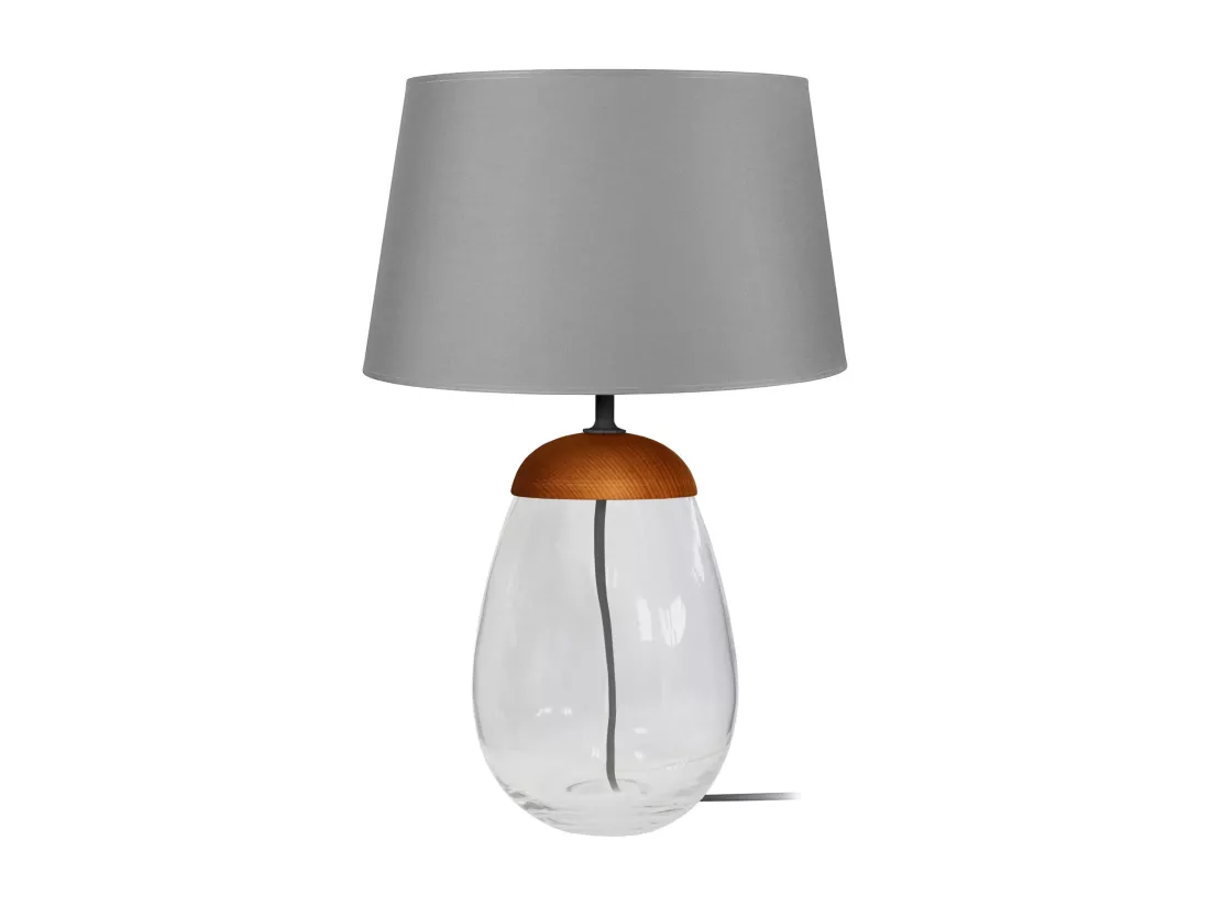 Lampe a poser ovale verre ,foncé,noir 46 cm.