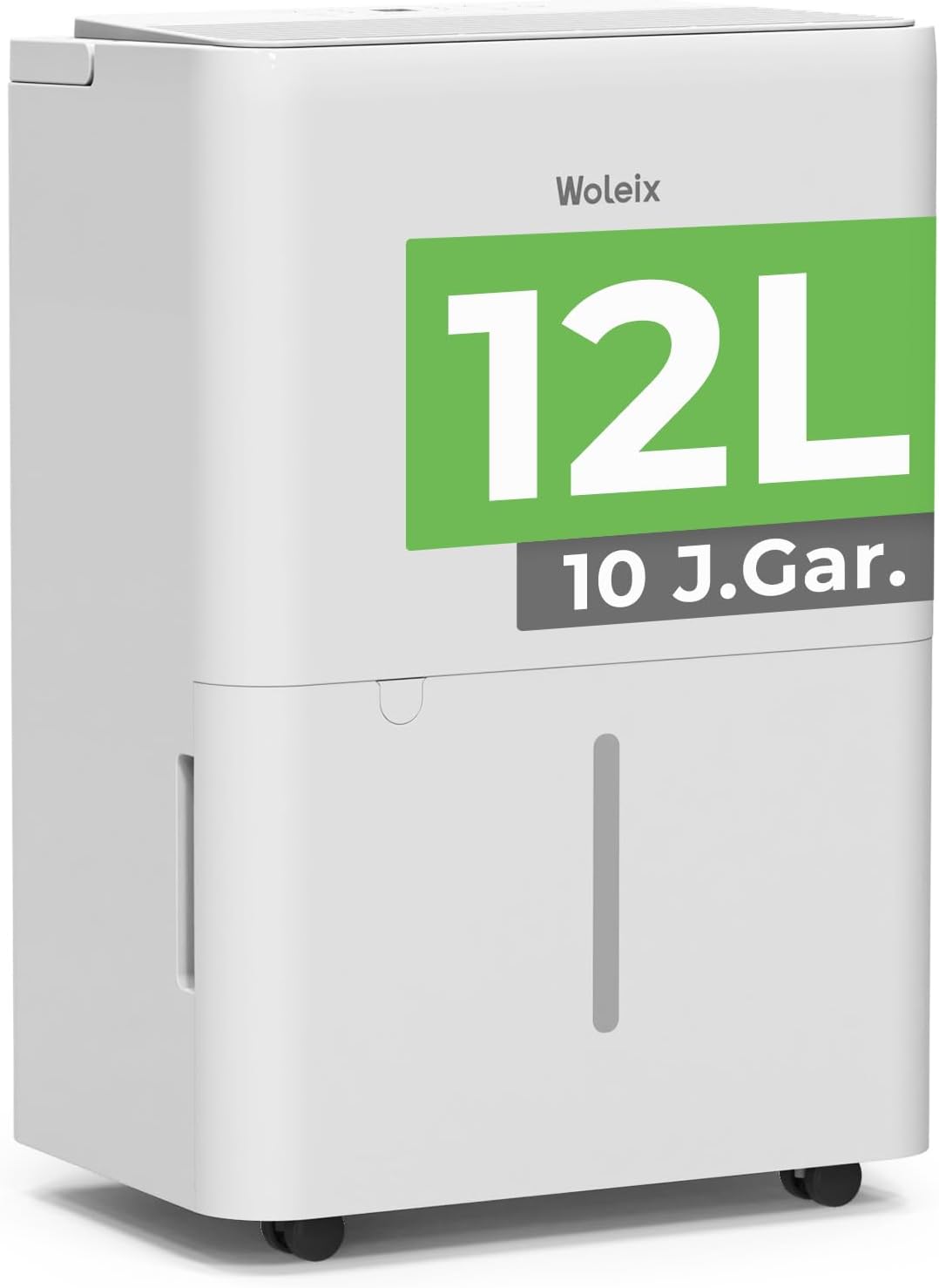 Luftentfeuchter elektrisch 12L, Entfeuchter elektrisch für Keller, Raumentfeuchter elektrisch 35dB für Räume bis zu 122m³/25m², mit Filter und 1M Ablaufschlauch, Timer, 10 J. Gar.