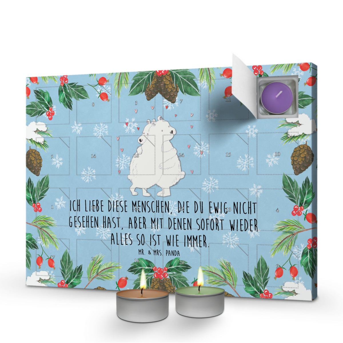 Mr. & Mrs. Panda Geurkaars Adventskalender IJsbeer Knuffels - Pastelblauw