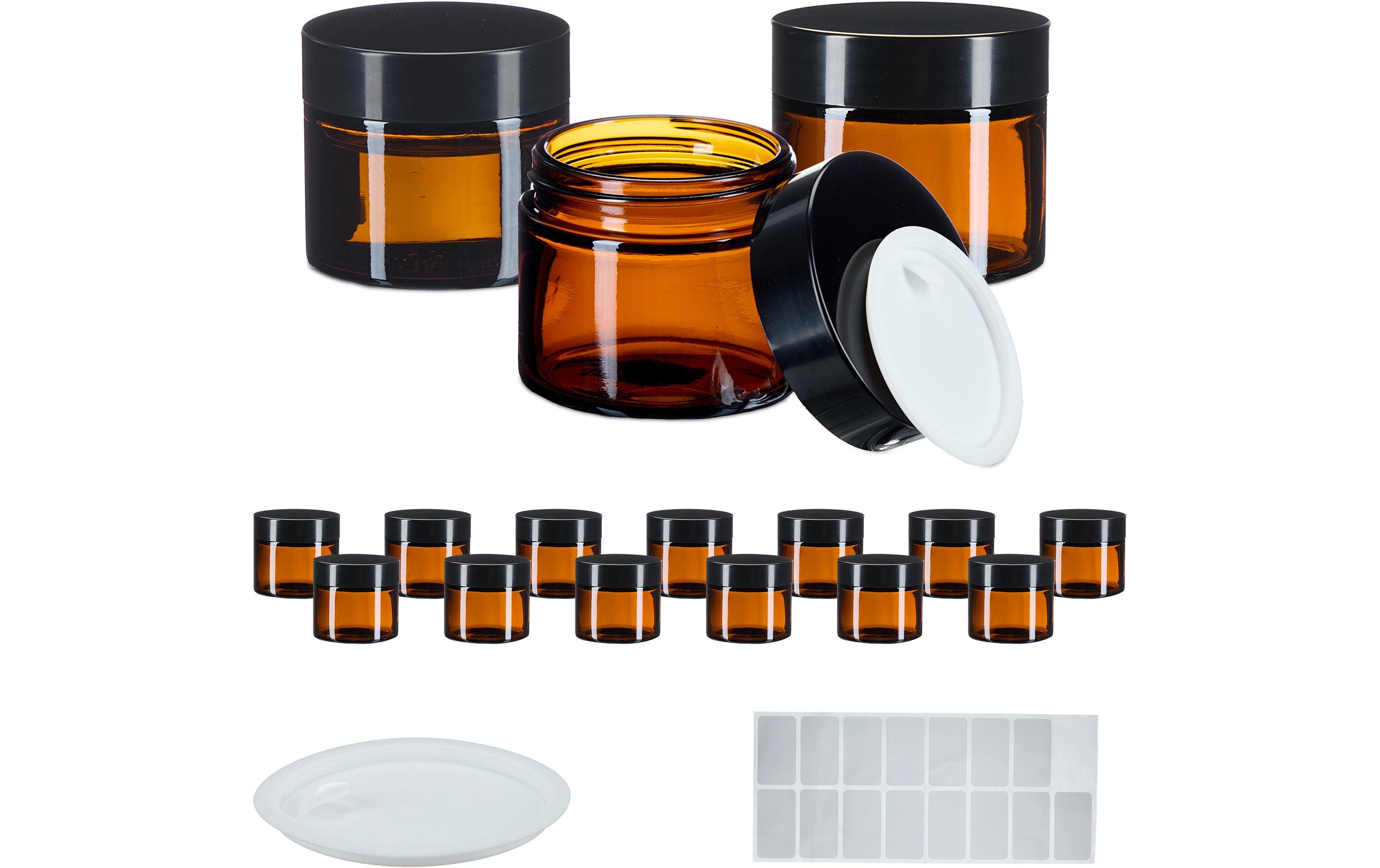 Braunglas Salbentiegel 60 ml, 16 StückZur Aufbewahrung von selbst gemachten Cremes, Salben oder ätherischen Ölen