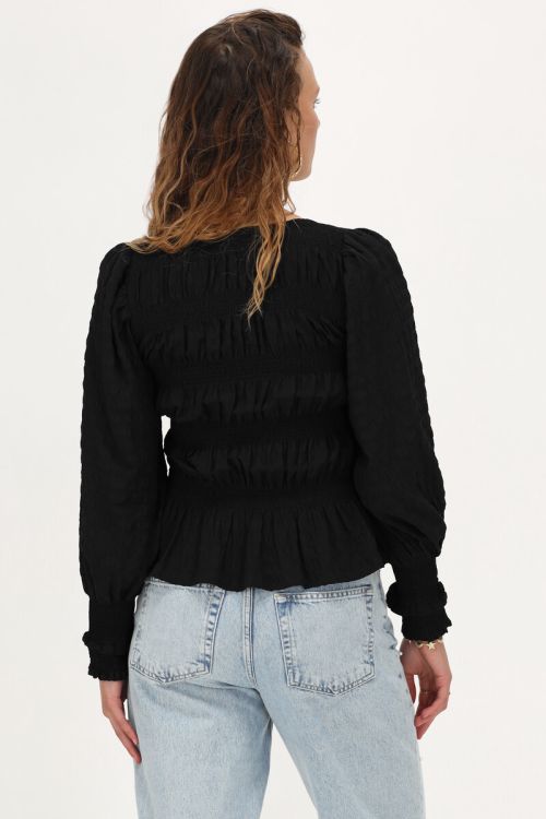 Zwarte smock top met ruffles